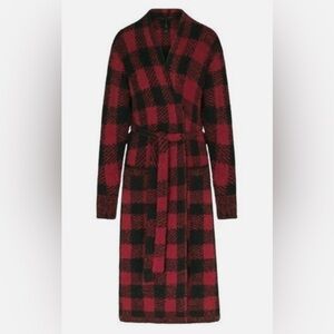 NWOT Skims Buffalo Plaid Belted Robe Red & Black Soft Cozy Feel